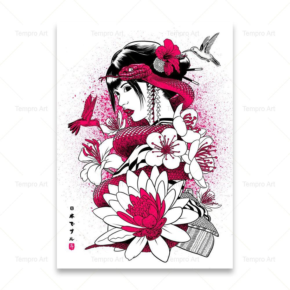 Японские чернила Бонса Бусидо картина маслом на холсте настенный художественный постер и принты гейша самурай картина для гостиной домашний декор