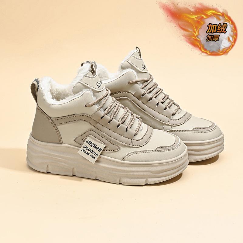 W3630 inner height-increasing women's shoes 2026 winter new velvet cotton shoes warm student board shoes muffin shoes casual