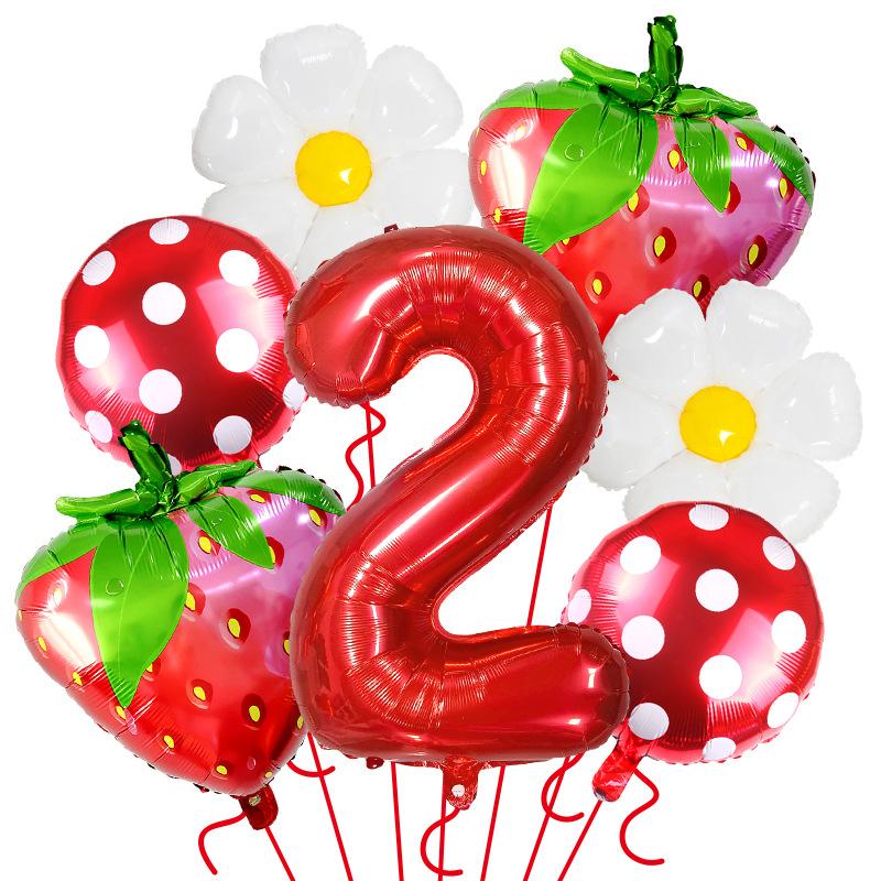 Fruit Series Gradual Change Strawberry Balloon Set Hawaiian Party Decoration Anniversary Decoration Birthday Balloon