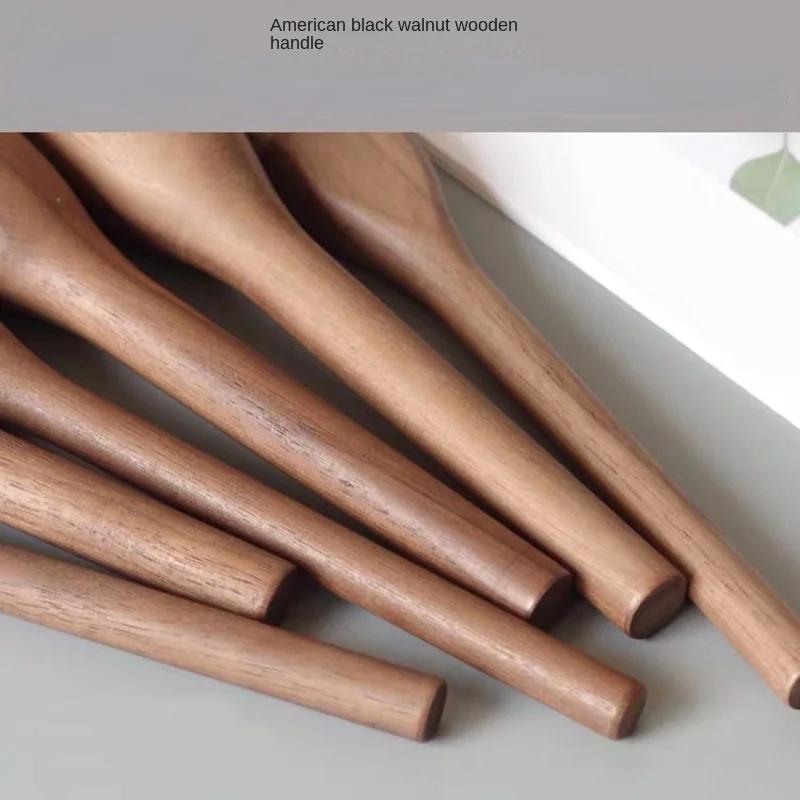 Новинка, 1 шт., европейская винтажная кисть для макияжа с деревянной ручкой, высококачественная рассыпчатая пудра из орехового дерева, румяна, тональная кисть для контуринга, супер мягкая