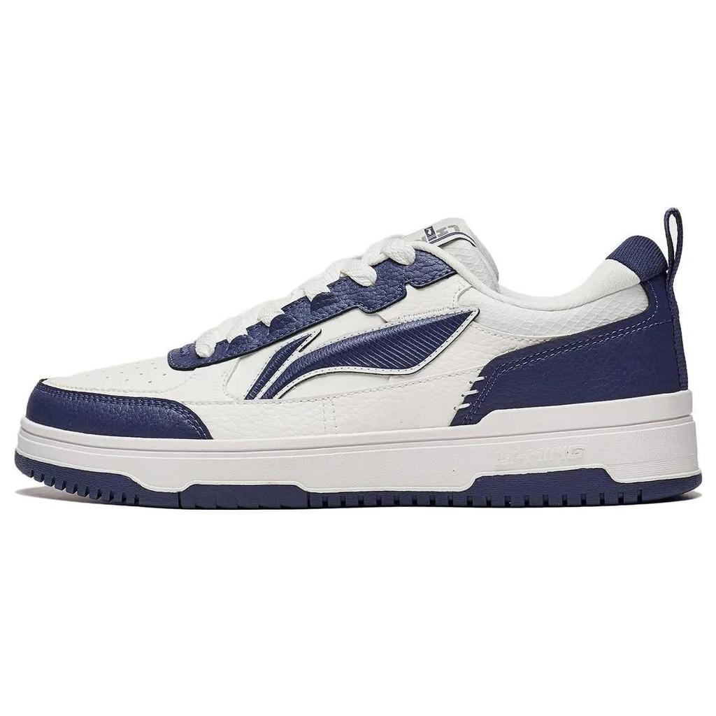 Li Ning Tian Ji 2.0 Synthetic Leather Non-Slip Wear-Resistant Low-Top Skate Shoes Men Sneakers White Blue AGCT211-3