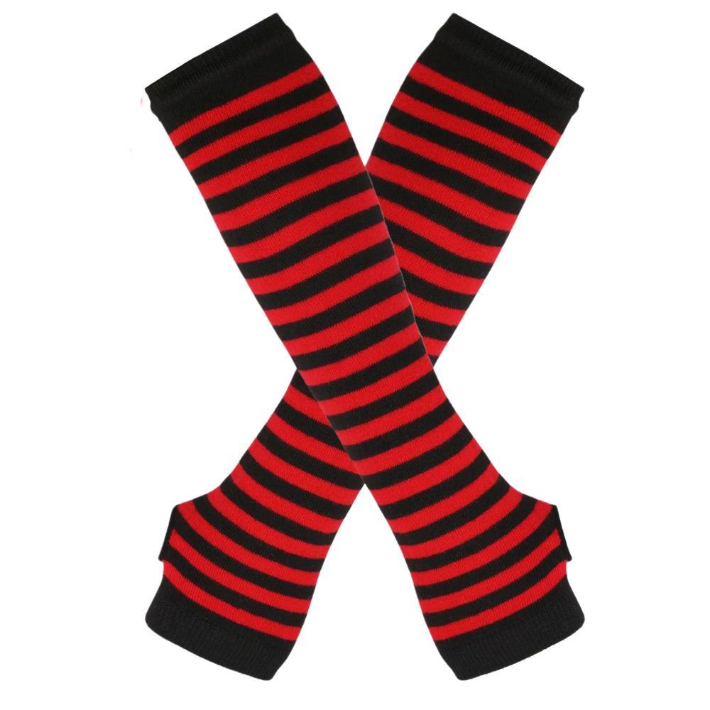 Полосатые унисекс перчатки с половиной пальцев длинные женские перчатки для девочек перчатки на руку теплые вязаные напульсники локтевые варежки теплая манжета