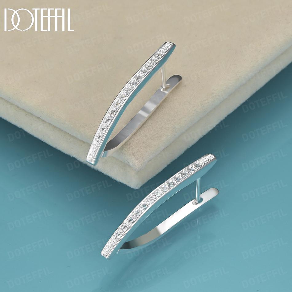 925 Sterling Silver AAA Zircon Piercing Earrings Fashion Wedding Jewelry