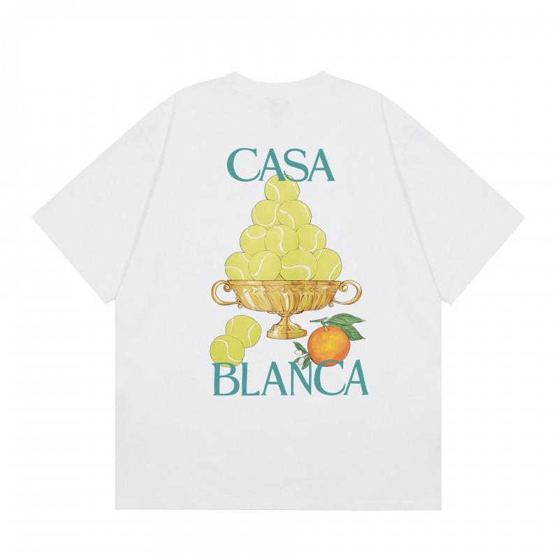 Casablanca Streetwear T-Shirt Men Women Loose Fit Short Sleeve Casual Tee High Street Style