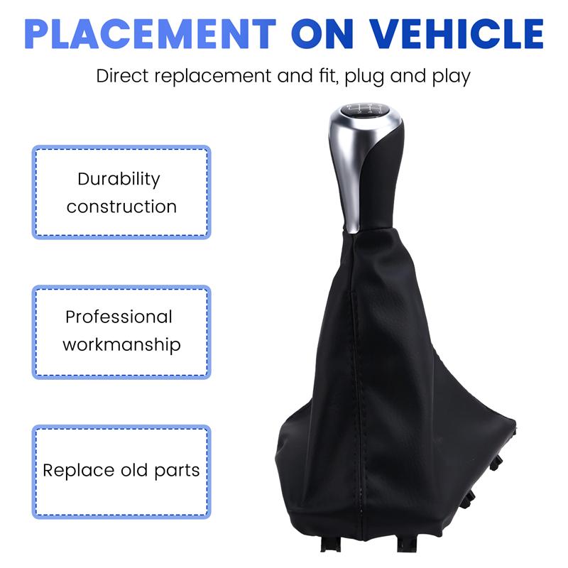 Car 6 Speed Manual Gear Lever Stick Shift Knob With PU Leather Dustproof Boot For BMW 1 3 Series F20 F30 2011-2016-A87Q