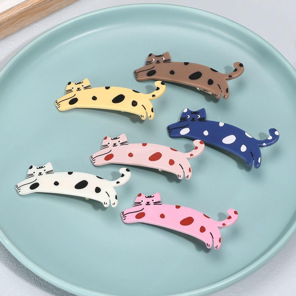 Cartoon Acetic Acid Hair Clip Colorful Cat Duckbill Clip Sweet Cat Hair Clip  Girls