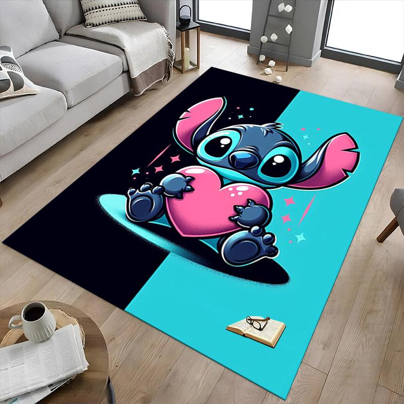 Stitch Heart Illustration Carpet For Playroom Bedroom Living Room Sofa Home Decorkids Game Area Rug Nonslip Floor Mat