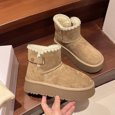 [Фанфна] женские зимние ботинки на толстой подошве 2025 зима новые женские короткие ботинки утепленные и утолщенные теплые хлопковые ботинки для Северо-Востока