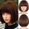Short Bob Wig with Bangs for Women Synthetic Bob Wigs Black Wig for Party Daily Use Shoulder Length Cosplay Colorful Wig