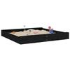 VidaXL Sandpit with Seats, Sand Game for Children, Playground for Toddlers Outdoor Garden, Black Square Wood 825041