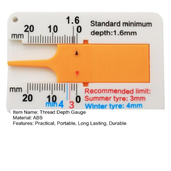Измеритель глубины протектора шин с четкой шкалой, компактный дизайн, портативный, удобный для переноски, измерительный инструмент для автомобильных шин