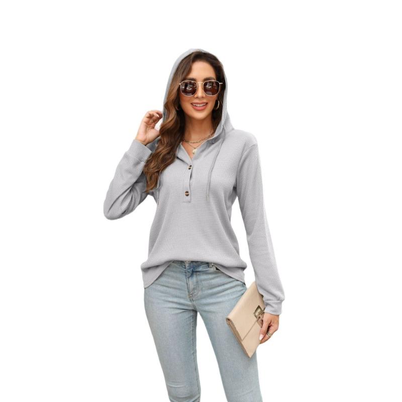 Весенне-осенняя женская толстовка с капюшоном, топ с длинными рукавами и вафельным галстуком