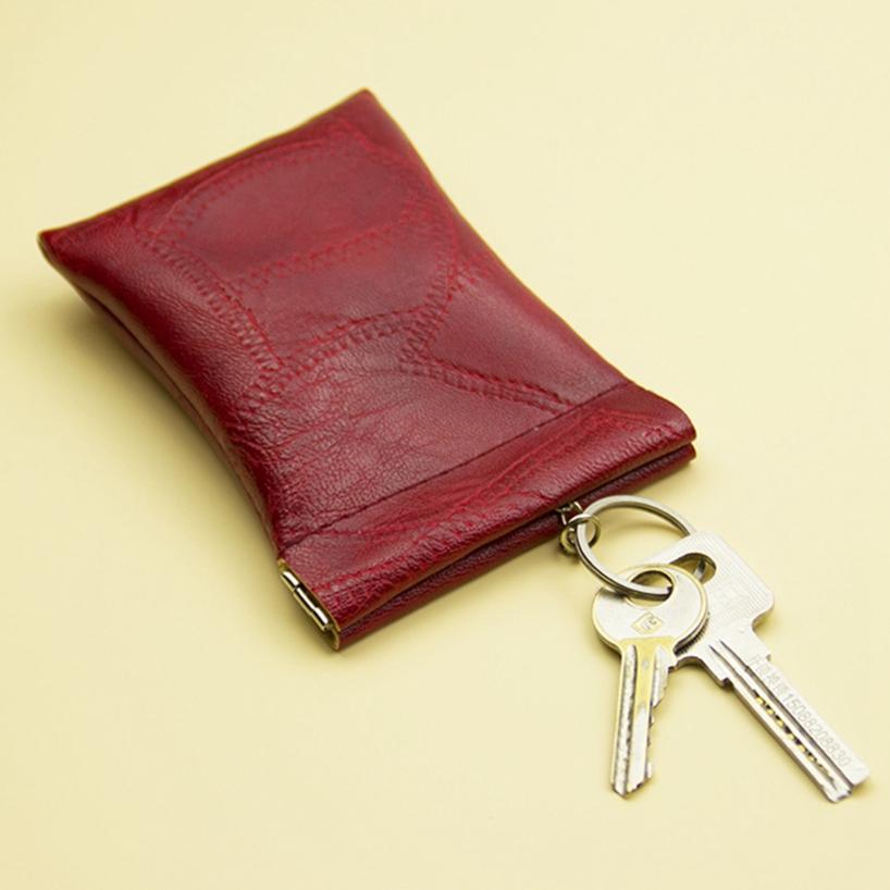 Unisex Leather Key Bag Keys Holder Multi Function 1Pc Zipper Keys Wallet Coin Purse Solid Color Waterproof Key Case