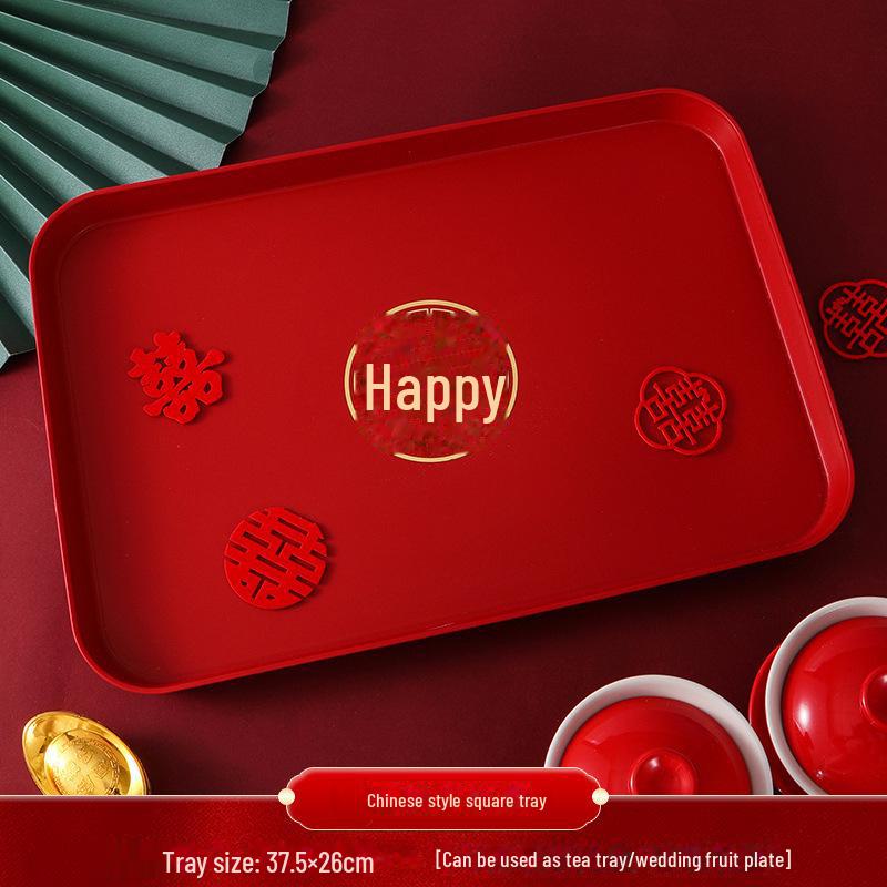 Круглый красный пластиковый поднос для фруктов и конфет для гостиной или журнального столика