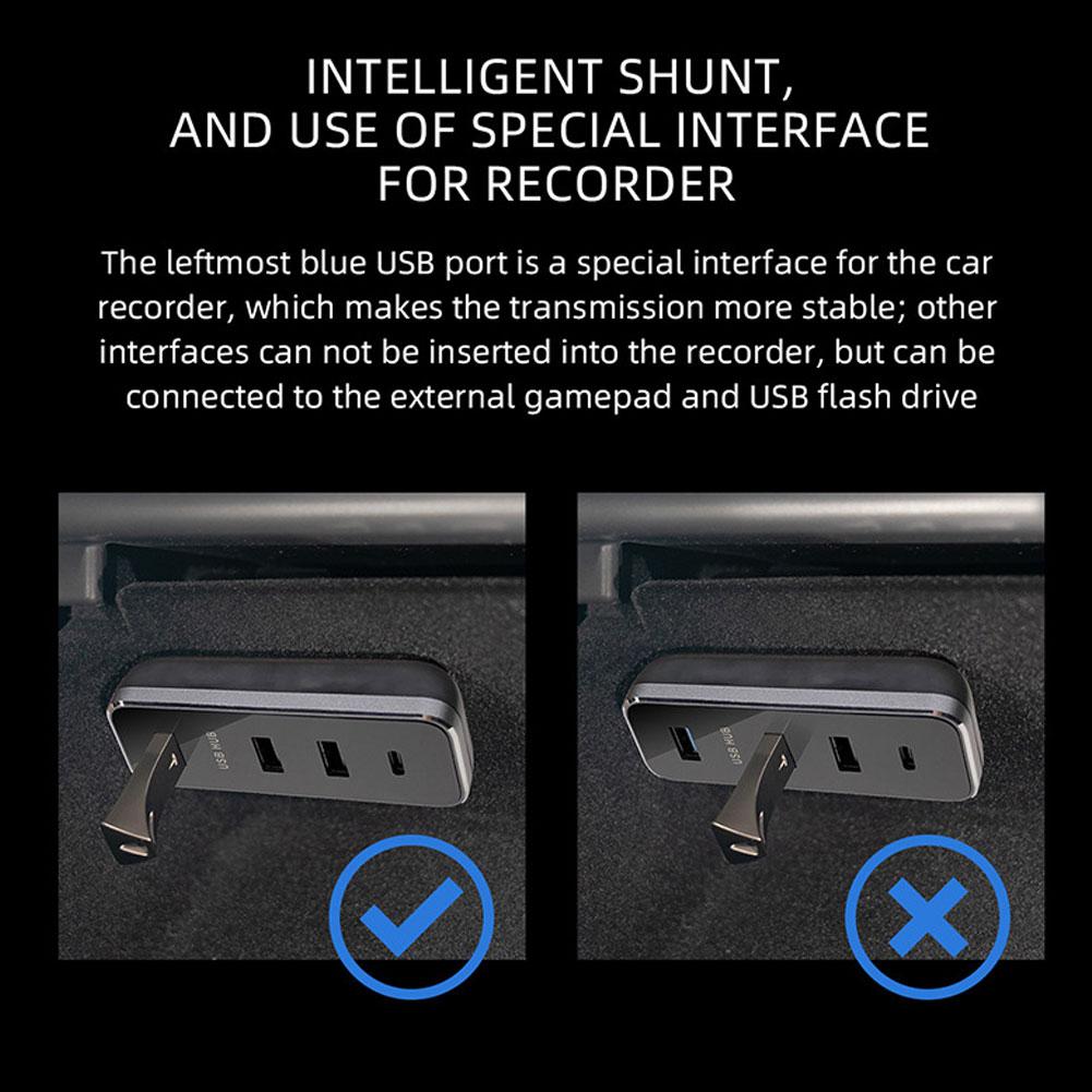 Быстрое зарядное устройство Расширение Подходит для Tesla Y Перчаточный ящик HUB Док-конвертер Концентратор Автомобильное зарядное устройство Конвертер Концентратор