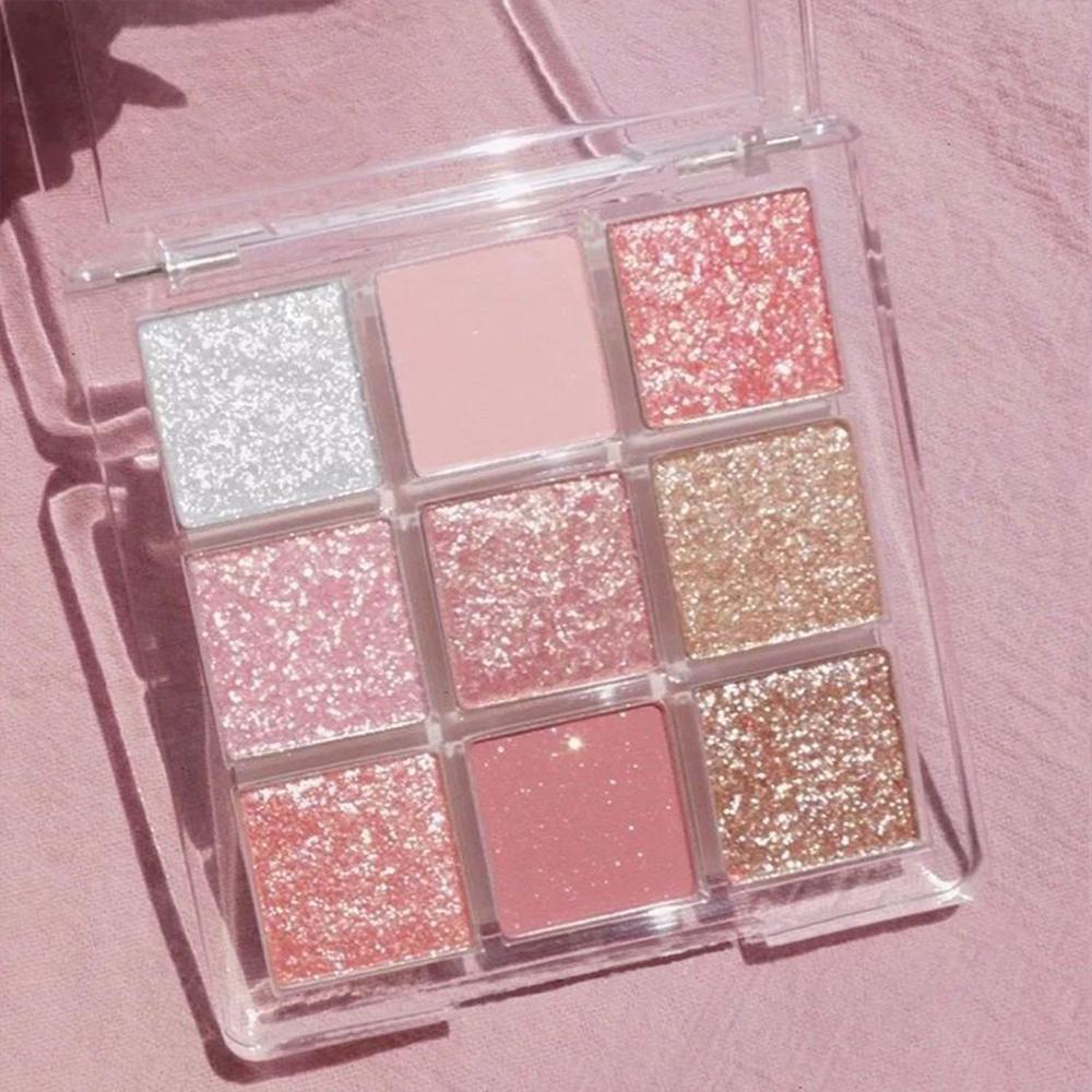 9 Colors Warm Toned Eyeshadow Palette Pink Palette Matte Glitter Eyeshadow Palette Smoky Eye Shadow Eye Pigments Palette
