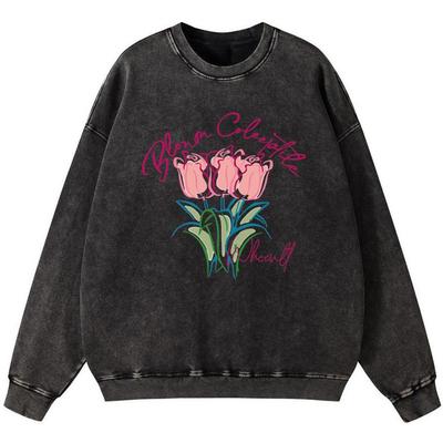 Тюльпан Искусство Букет Женская Винтажная Хлопковая Толстовка Тонкого Стиля Осень Оверсайз Пуловер Простая Удобная