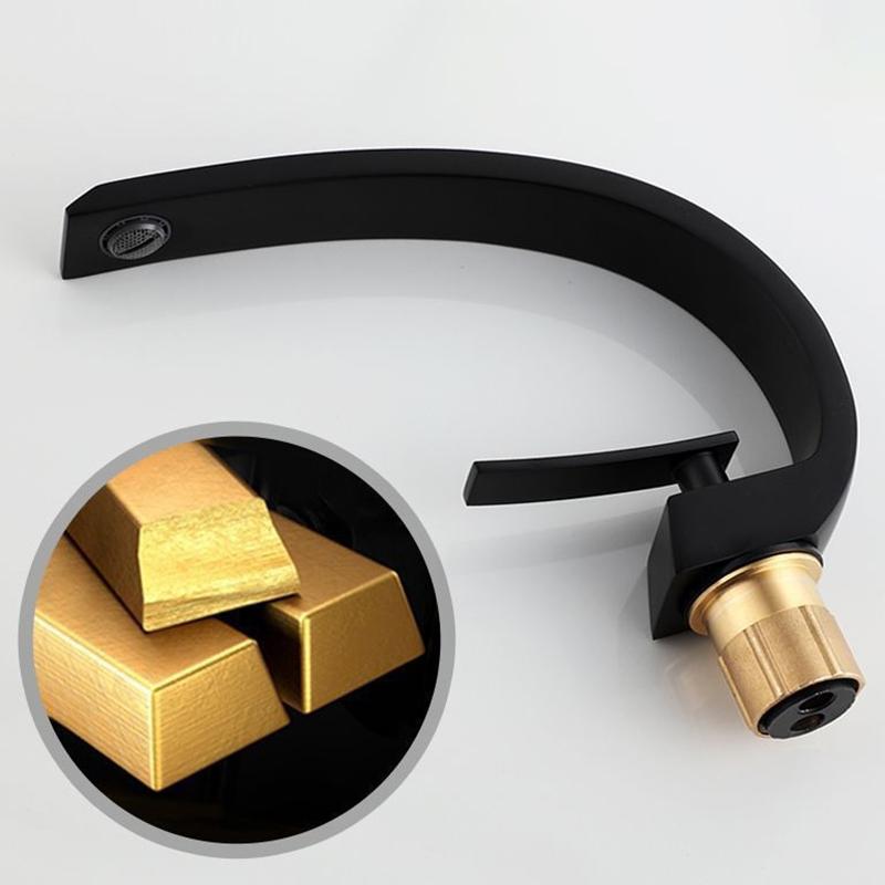 Bathroom Basin Faucet Deck Mount Washing Sink Cold and Hot Water Mixer Tap Creative Curved Mixers