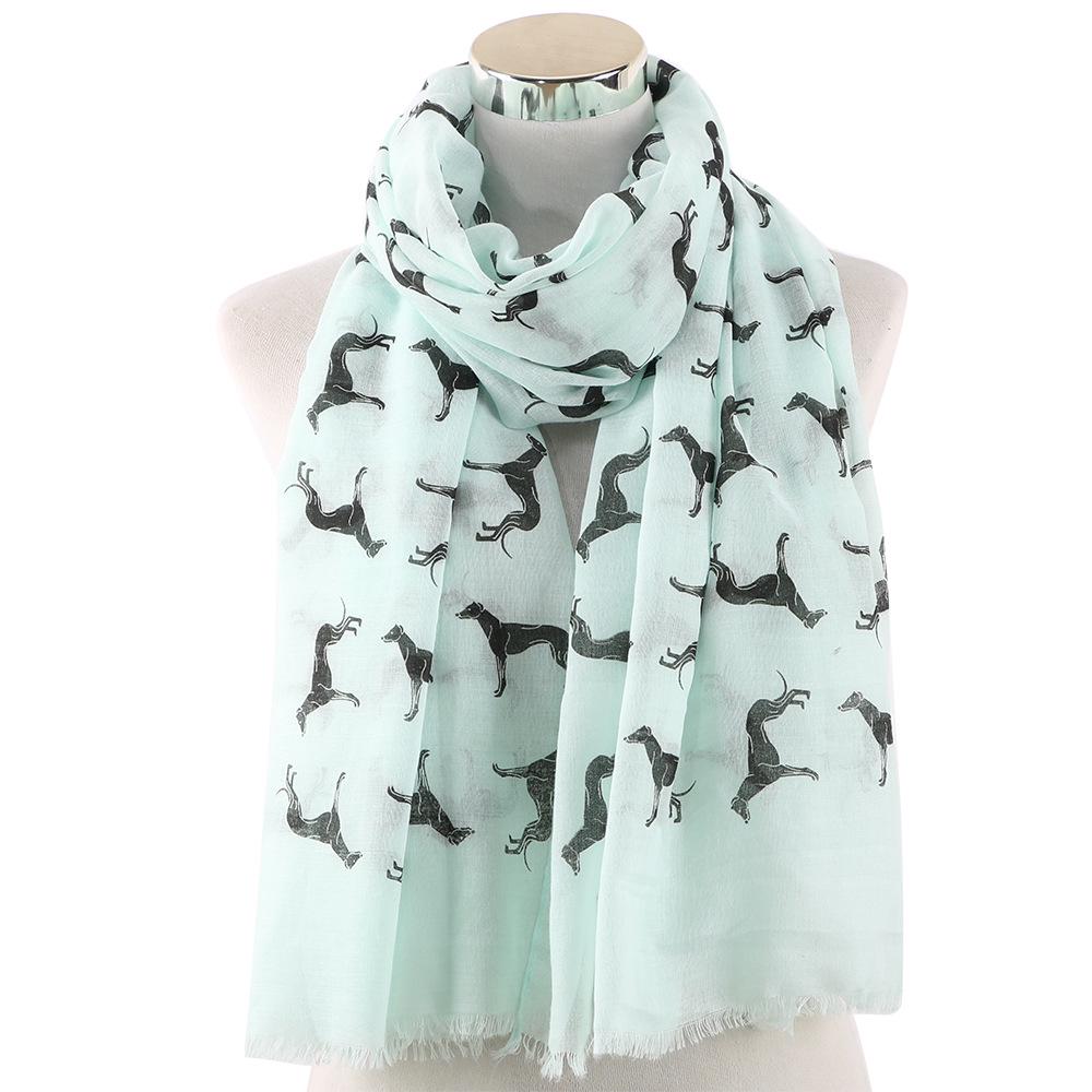 European and American new cute dog animal print pattern scarf women's long scarf shawl