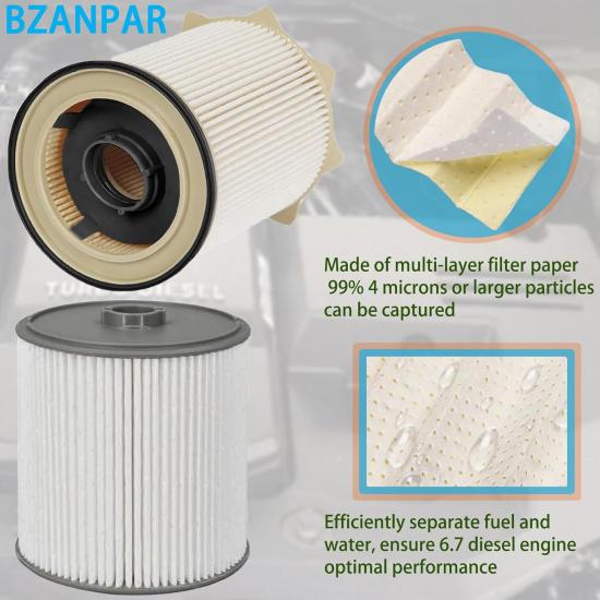 Fuel Filters For Ram 2500 3500 4500 5500 6.7 Cumm Diesel, Fuel Filter For      2024 Dodge Ram 6.7 Diesel, Fuel Filter Water Separator Set Replace