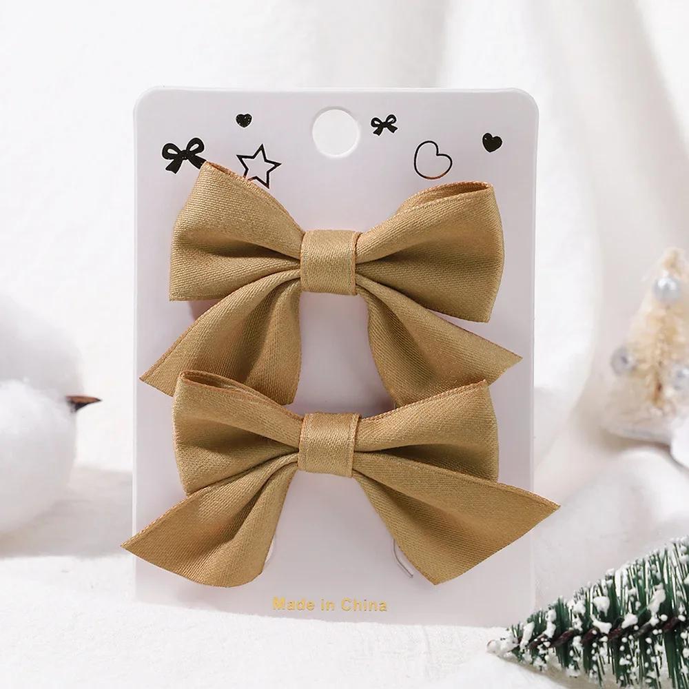 2 шт./компл. Однотонные нейлоновые детские бантики Заколки для волос для маленьких девочек Ручной работы Бантик Заколка-автомат Фотографические аксессуары для волос