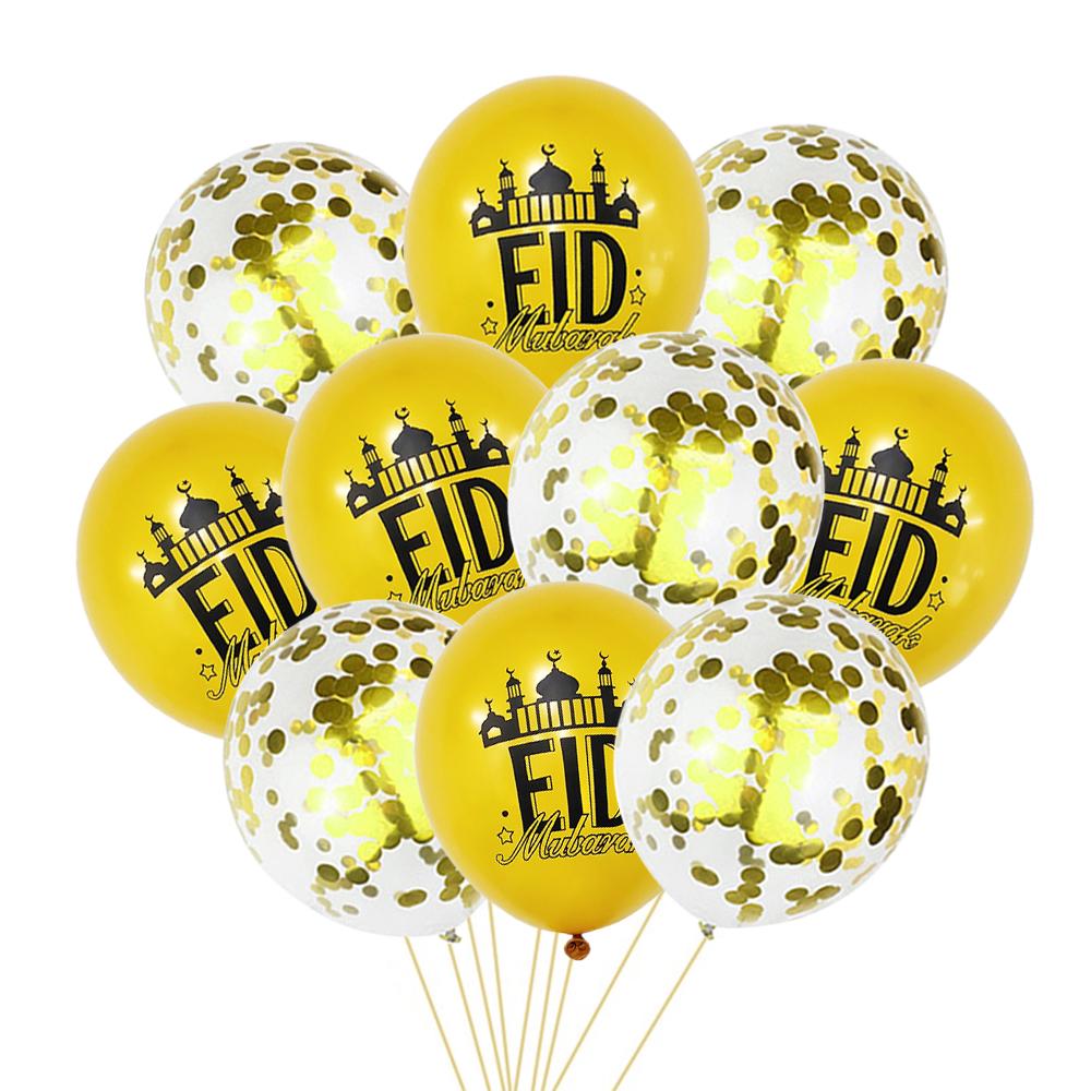 10Pcs 12Inch Eid Mubarak Latex Balloons Ramadan Decoration 2026 Gold Moon Star Balloon Ramadan Eid Muslim Islamic Party Supplies 5