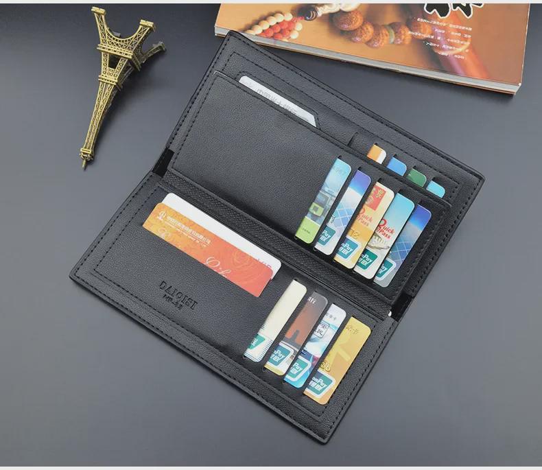 Men's Vertical Trifold Long Wallet - Stylish Youth Design with Soft Leather and Multiple Card Slots