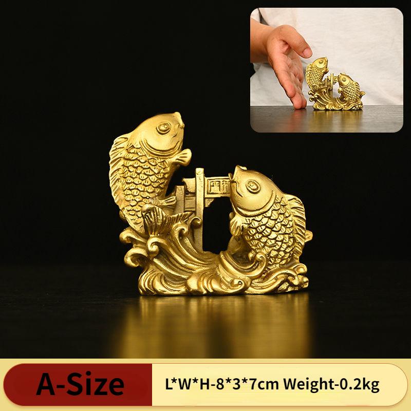 Украшения из чистой латуни в виде рыбок Карп, перепрыгивающий через Врата Дракона Привлечение богатства Поощрительные подарки Изобилие изделий ручной работы каждый год