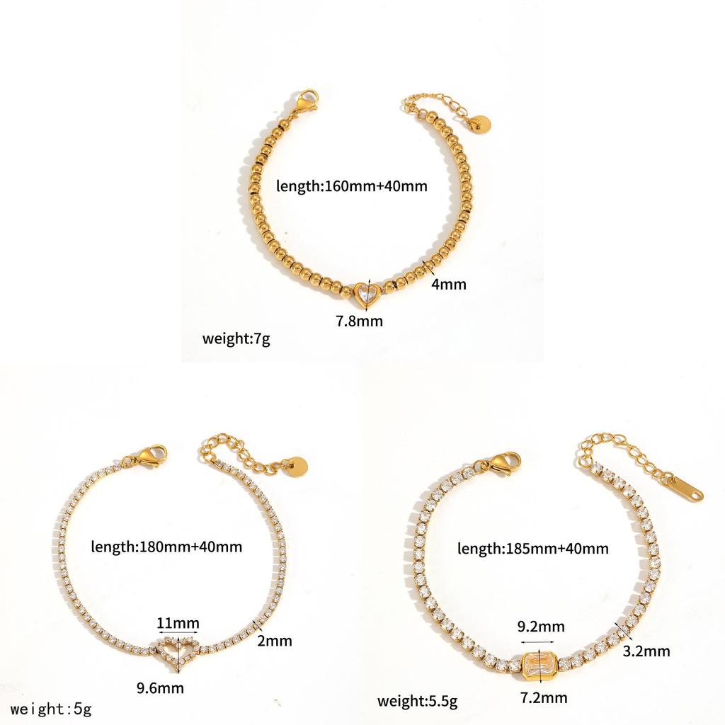 Браслет из нержавеющей стали в форме сердца с цирконием для женщин, модные украшения