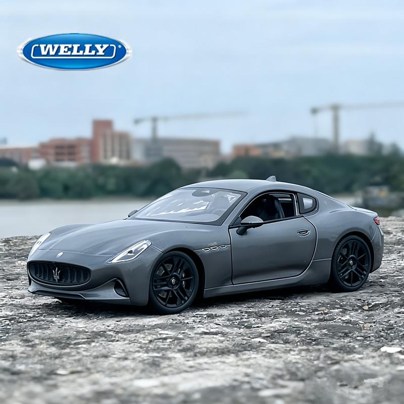 Welly 1/24 2023 Maserati Granturismo Folgore Coupe Alloy Sports Car Model Diecasts Metal Racing Vehicles Car Model Kids Toy Gift