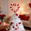 Valentine's Day Heart Tree Topper Red Pink White Pom Pom Ball Love Heart Treetop Ornament for Valentine's Day Christmas Wedding Birthday Party Home