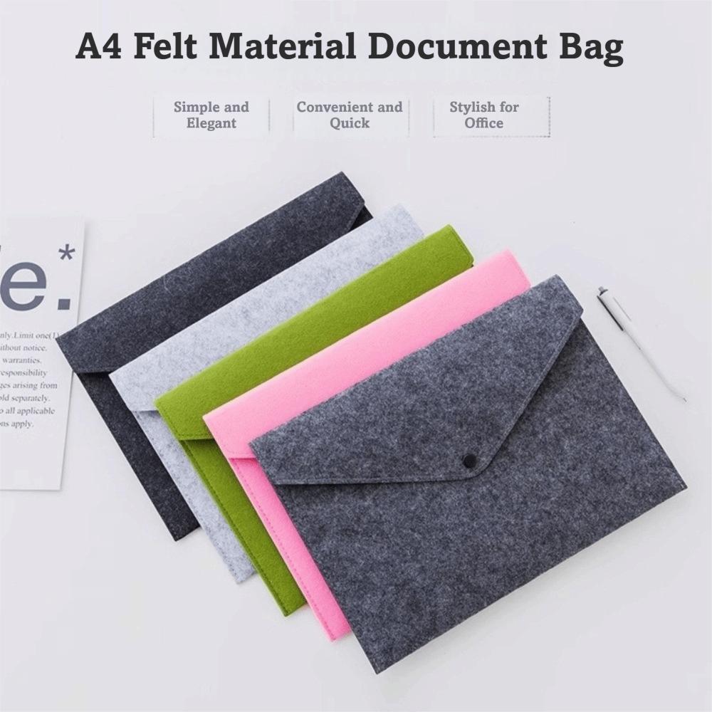 Snap Fastener A4 Document Bag 34x25cm File Pocket Envelope Business Information Filing
