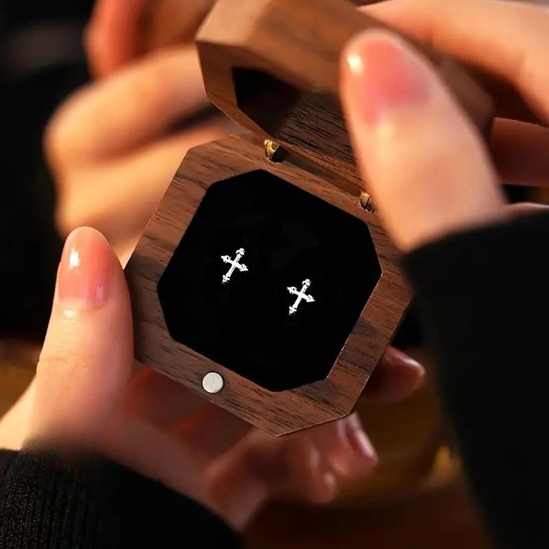 Dainty Cross Stud Earrings for Women Sterling Silver Glossy Versatile Ear Accessories Delicate Daily Party Jewelry