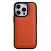 MELKCO For iPhone 16 Pro Case Genuine Cow Leather Coated PC Phone Cover