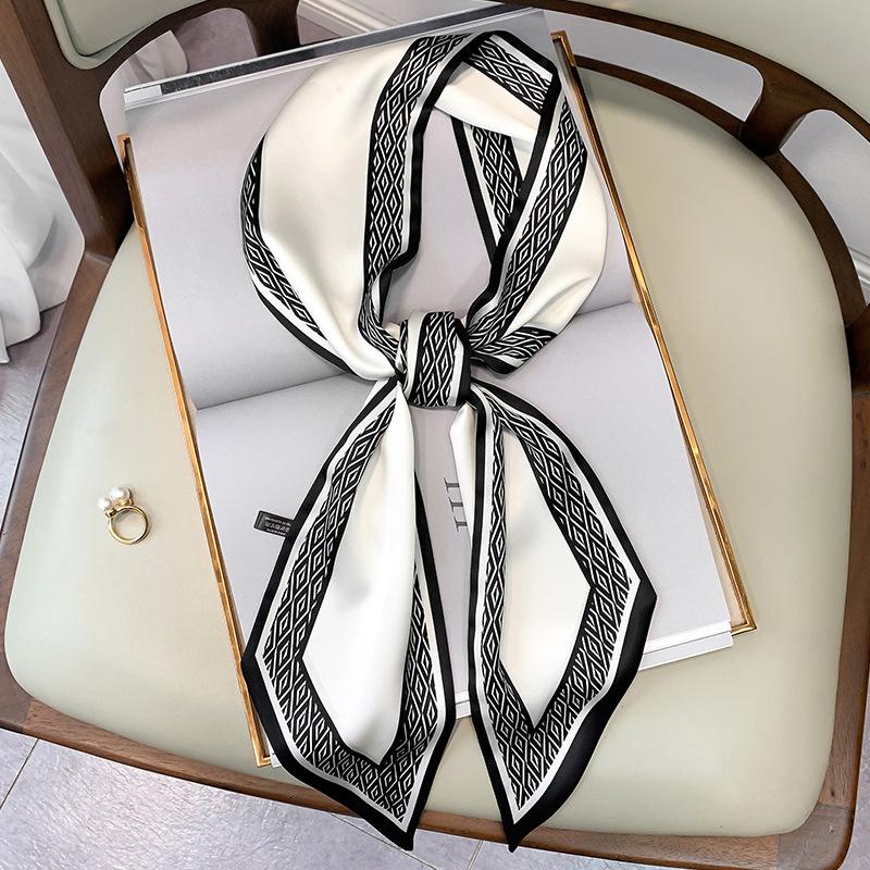 Luxury Long Silk Scarf Female Animal Horse Print Thin Narrow Scarf Bag Hair Band Ribbon Scarfs Women Neckerchief