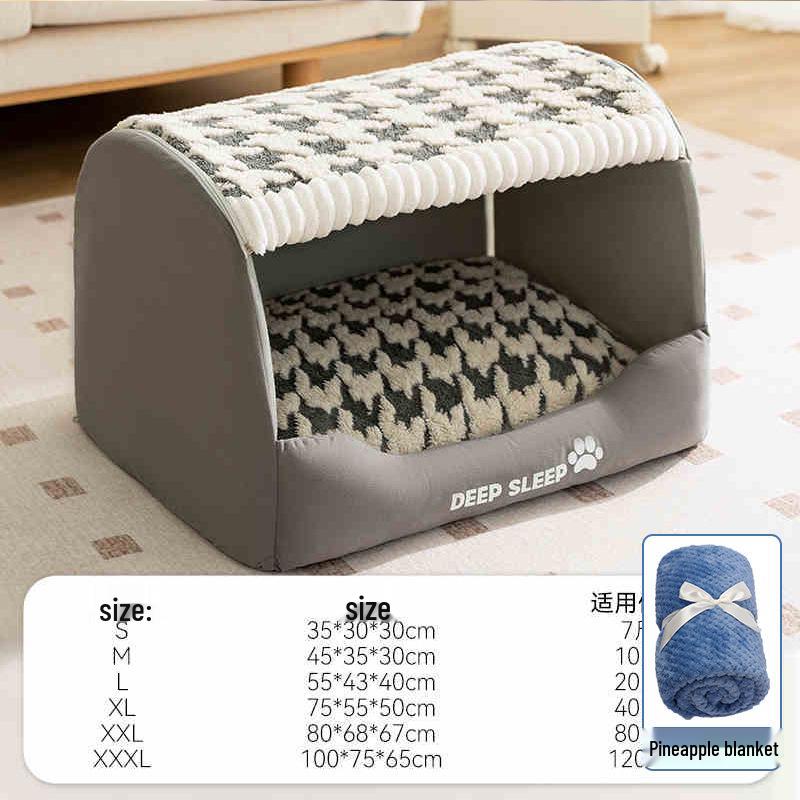 Unisex Houndstooth Pet Nest for Autumn/Winter - Fits Medium To Large Pets