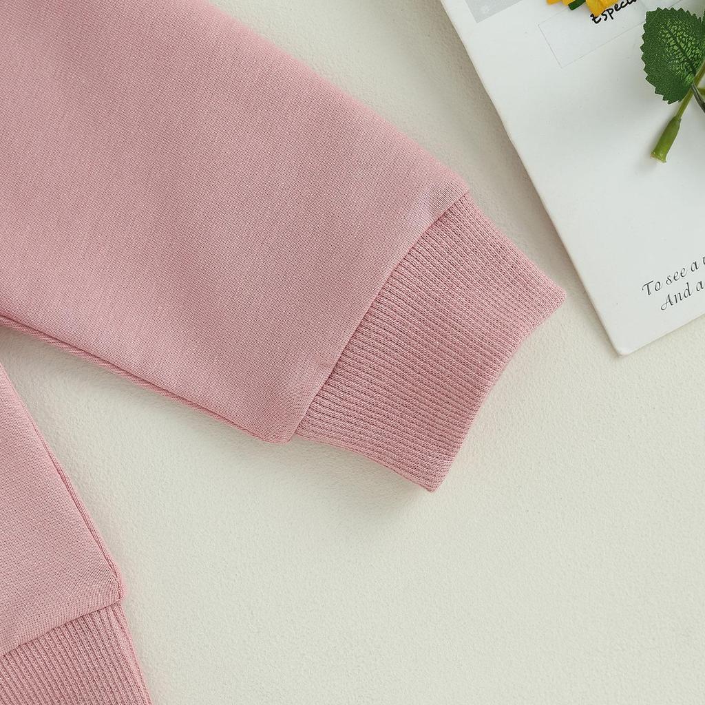 Комплект из двух предметов для маленьких девочек, толстовка с длинными рукавами и круглым вырезом с буквенным принтом и спортивные штаны с эластичной резинкой на талии, осенняя одежда