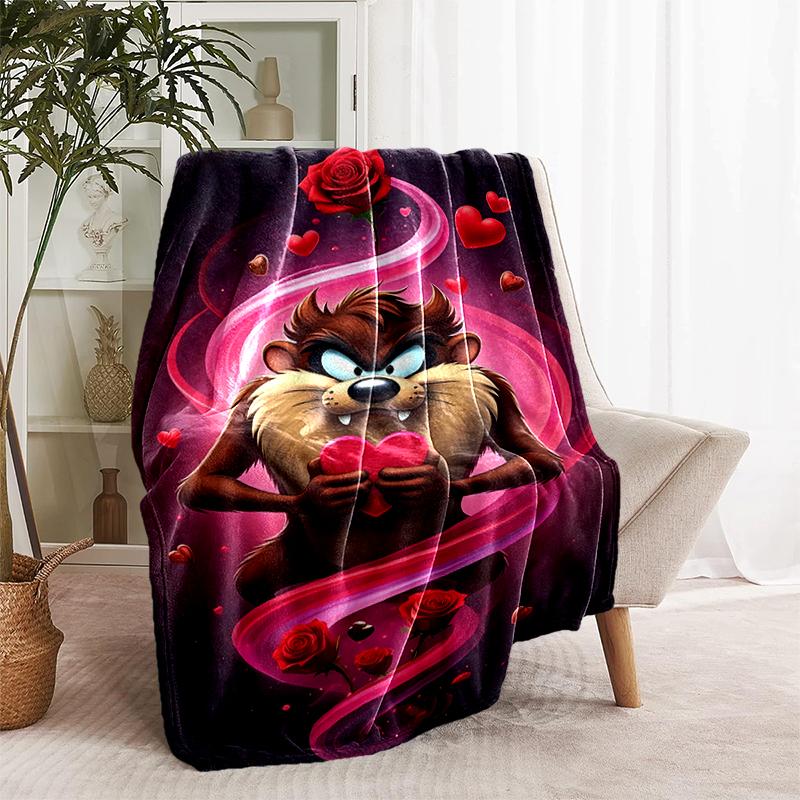 1pc Blanket Taz Mania Print Design, Lightweight Blanket for Sofa, Bed- Soft &Warm, Gift for All Seasons like Christmas, Halloween