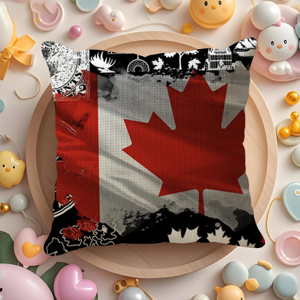 Canada Canadian Flag Ca Leaf Cushion Cover Summer Coolness Linen Fabric Double-Sided Printing Pillow Case Sofa Home Decor Gift