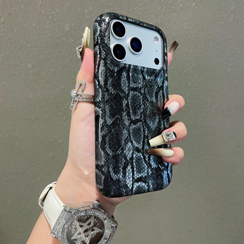 Роскошный яркий чехол из змеиной кожи для iPhone 17 16 15 14 13 Pro Max Премиальный чехол с имитацией узора змеиной кожи, противоударный