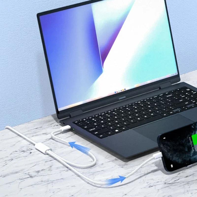 2 In 1 Dual Type C Cable 100W Fast Charging Wire Cord for Iphone 15/15 Pro/15Pro Max Samsung Xiaomi Huawei USB C Nylon Cable