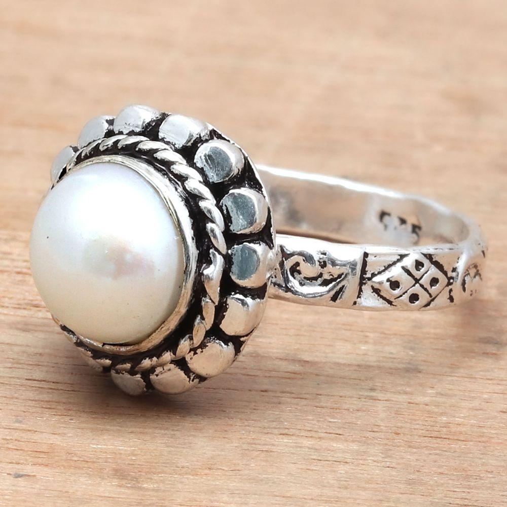 Серебряные украшения ручной работы с настоящим жемчугом "7"