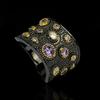 Retro Fashion Diamond Finger Ring Jewelry Colorful Diamond Black Gold Two Color Ring