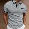 Мужская летняя рубашка с отложным воротником и пуговицами с коротким рукавом контрастного цвета, накладной карман, дышащий пуловер, приталенный повседневный повседневный топ средней длины