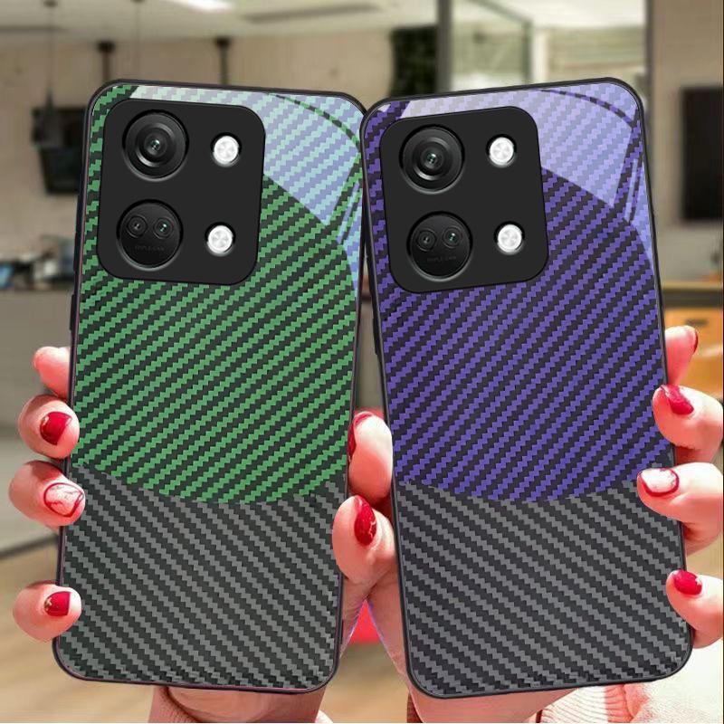 Двухцветные полосы для OnePlus Nord 3 5 6T 7 Pro 8 12 10T Reno8 Lite 5G 10R Nord N30 Жесткий чехол из закаленного стекла для телефона Черный