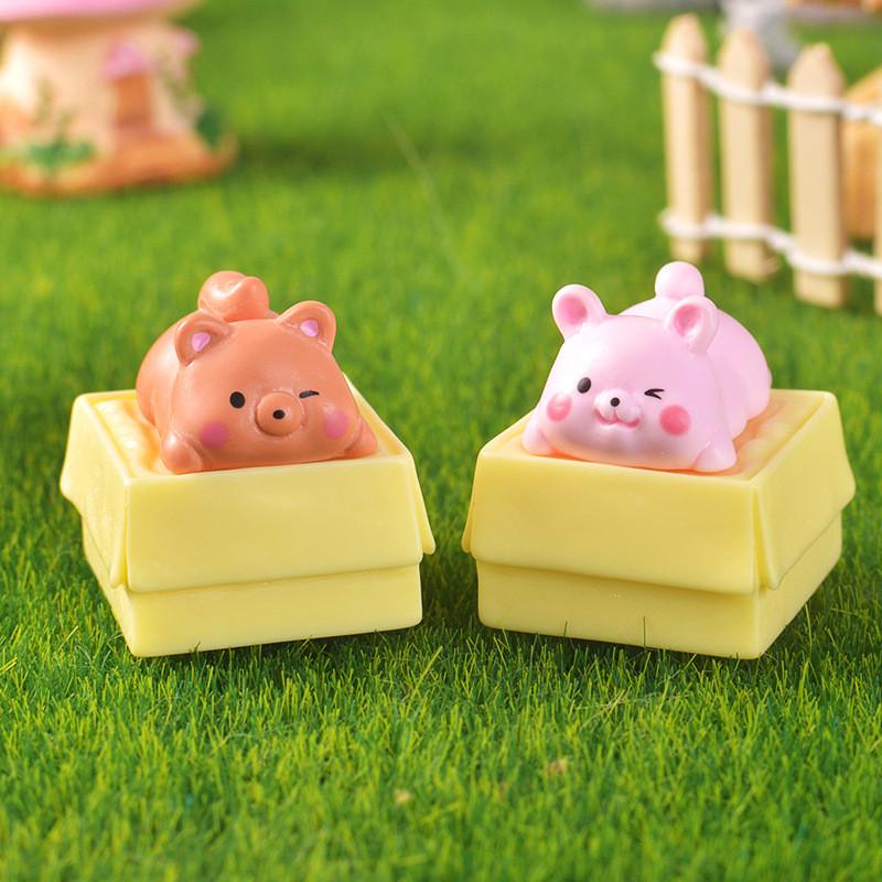  4Pcs/set Cartoon Animal Miniatures Diy Resin Ornament Fairy Garden Decoration Moss Terrarium Micro Landscape  