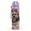 1PC Curly Hair Yorkie Puppy Portrait 750ml Color Plastic Sports Water Bottle Leakproof Flip Straw Lid Suitable for Sports Office Home Use