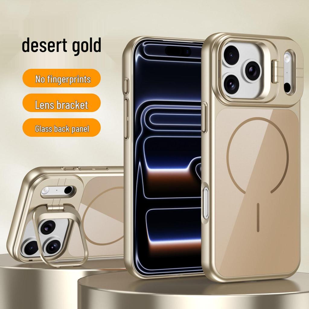 Магнитный держатель-зеркало для iPhone 17 Pro Max, Ударопрочный защитный чехол из стекла
