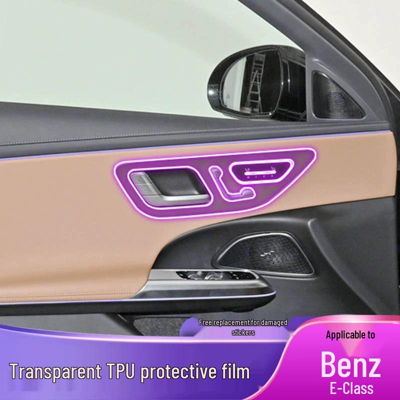TPU пленка для интерьера Mercedes-Benz E300: Совместимость с 25 моделями - Панель приборов, Экран навигации, Селектор передач, Наклейки на кондиционер, Высокое разрешение.