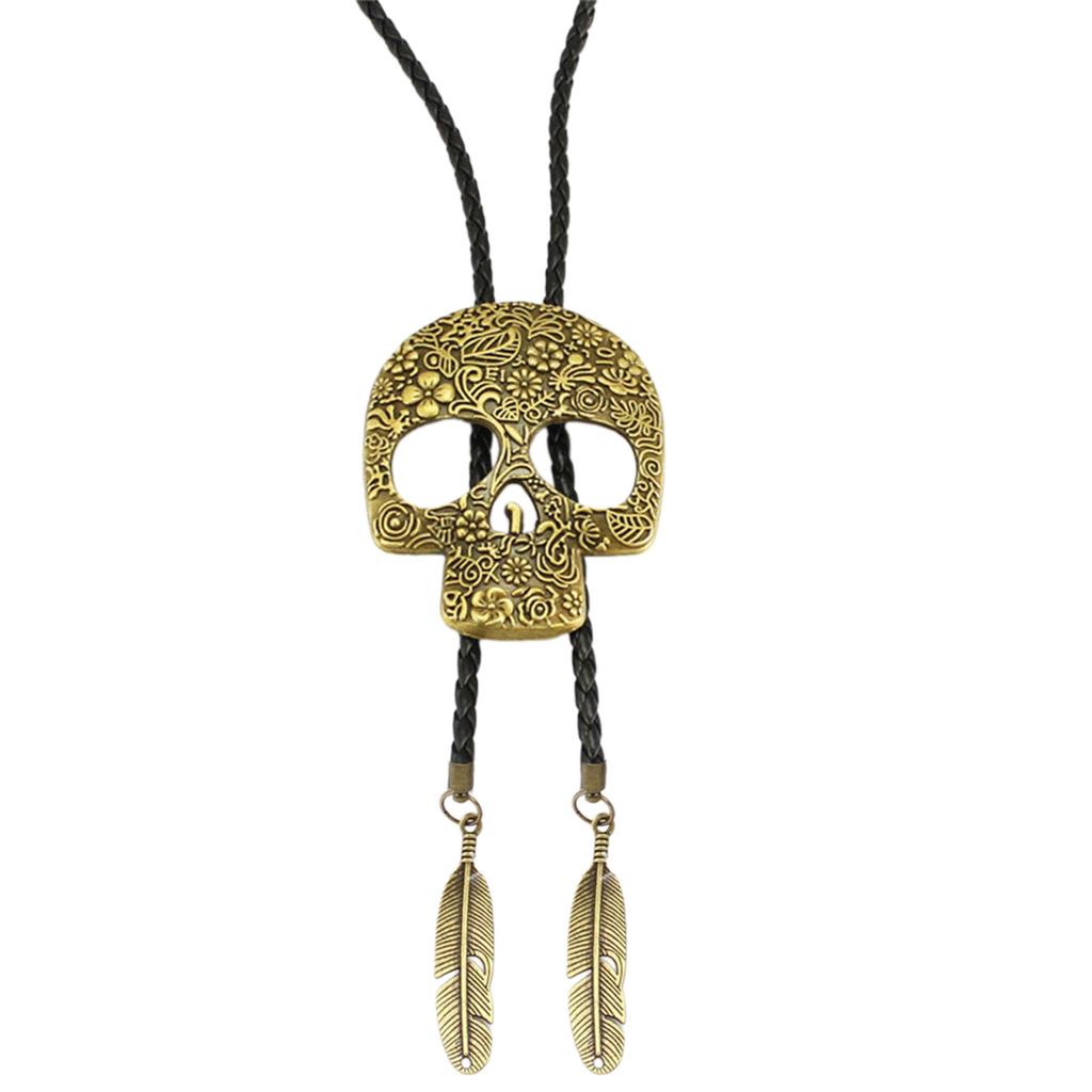 Винтажный западный ковбойский галстук-боло с черепом, галстук, панк-ожерелье, аксессуар для костюма, американский галстук-бола, западный